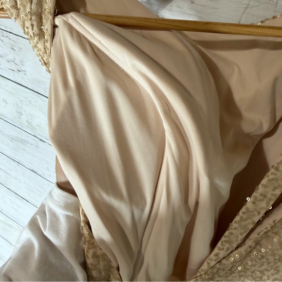 Morilee By Madeline Gardner Bordeaux 21575 Caviar Mesh Bridesmaid Dress Gold 12 - Picture 9 of 9